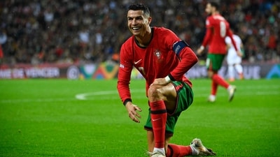 Portugal's forward Cristiano Ronaldo reacts during the UEFA Nations League match against Poland. (AFP) Portugal's forward Cristiano Ronaldo reacts during the UEFA Nations League match against Poland. (AFP)