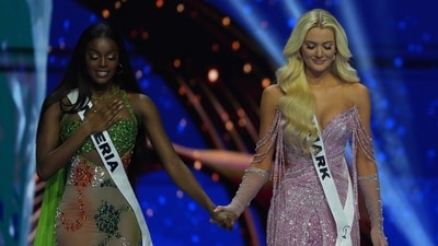 One of the last moments before the grand announcement of the winner. The final round was between Miss Nigeria Chidimma Adetshina and Miss Denmark Victoria Kjaer Theilvig. (AP) One of the last moments before the grand announcement of the winner. The final round was between Miss Nigeria Chidimma Adetshina and Miss Denmark Victoria Kjaer Theilvig. (AP)