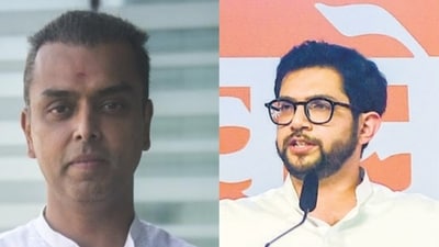 Shiv Sena leader Milind Deora (L) and Shiv Sena (UBT) leader Aaditya Thackeray (R). Both leaders are contesting against each other in Worli. Shiv Sena leader Milind Deora (L) and Shiv Sena (UBT) leader Aaditya Thackeray (R). Both leaders are contesting against each other in Worli.