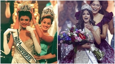 Sushmita Sen and Harnaaz Sandhu's Miss Universe crowning moments. Sushmita Sen and Harnaaz Sandhu's Miss Universe crowning moments.