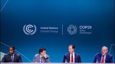 U. congressmen attend the press conference at the United Nations Climate Change Conference (COP29), in Baku, Azerbaijan, on November 16. (REUTERS)