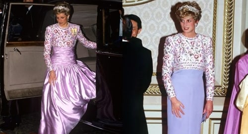 Princess Diana at the Claridge's banquet in 1989, Her at the Seoul banquet in 1992 Princess Diana at the Claridge's banquet in 1989, Her at the Seoul banquet in 1992
