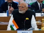 Indian's Prime Minister Narendra Modi, center, and other G20 leaders attend the G20 Summit at the Museum of Modern Art in Rio de Janeiro, Monday, Nov. 18, 2024.  (AP/PTI Photo)