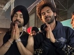 Kartik Aaryan and Diljit Dosanjh during the latter's Ahmedabad concert. Kartik Aaryan and Diljit Dosanjh during the latter's Ahmedabad concert.