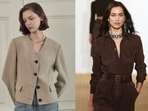 Collar-less jackets to monochrome brown