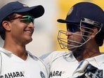Sourav Ganguly with MS Dhoni in his last Test match outing in Nagpur during the 2008 Border-Gavaskar Trophy. Sourav Ganguly with MS Dhoni in his last Test match outing in Nagpur during the 2008 Border-Gavaskar Trophy.