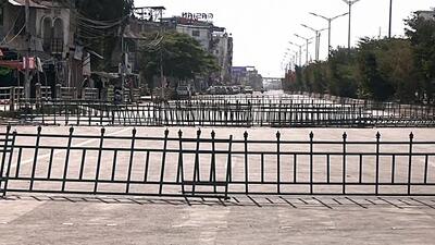 A deserted road amid curfew in Imphal West. (ANI)