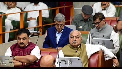 Former chief minister Bhupinder Singh Hooda said that chief minister Nayab Saini should give an undertaking on the floor of the House that elections for constituting the Haryana Sikh Gurdwara Management Committee will be held soon. Saini then assured the House that elections will be held soon after electoral rolls are finalised. (Keshav Singh/HT) Former chief minister Bhupinder Singh Hooda said that chief minister Nayab Saini should give an undertaking on the floor of the House that elections for constituting the Haryana Sikh Gurdwara Management Committee will be held soon. Saini then assured the House that elections will be held soon after electoral rolls are finalised. (Keshav Singh/HT)
