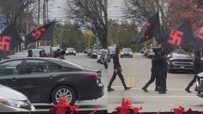 Swastika flags raised in Ohio: Governor condemns neo-Nazi march, says ‘your hate isn’t welcome’ (X) Swastika flags raised in Ohio: Governor condemns neo-Nazi march, says ‘your hate isn’t welcome’ (X)