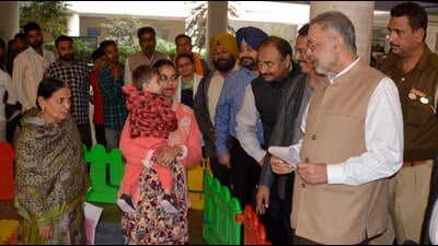 Health minister Dr Balbir Singh interacts with patients in the OPD during a visit to Ludhiana civil hospital on Monday. (Manish/HT) Health minister Dr Balbir Singh interacts with patients in the OPD during a visit to Ludhiana civil hospital on Monday. (Manish/HT)
