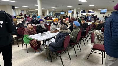 Pensioners at a consular camp held at the Khalsa Diwan Society gurdwara in Abbotsford,British Columbia on Sunday. (Consulate of India, Vancouver)