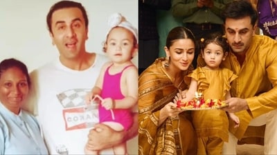 Raha Kapoor posed with her father, Ranbir Kapoor, in an unseen picture. Raha Kapoor posed with her father, Ranbir Kapoor, in an unseen picture.