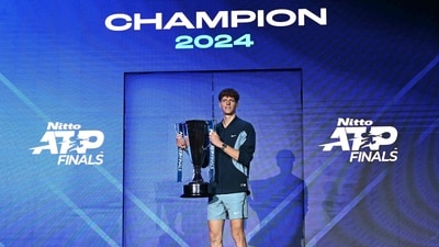 Italy's Jannik Sinner poses with the trophy after winning the final against USA's Taylor Fritz at the ATP Finals tennis tournament in Turin on November 17, 2024 (AFP) Italy's Jannik Sinner poses with the trophy after winning the final against USA's Taylor Fritz at the ATP Finals tennis tournament in Turin on November 17, 2024 (AFP)