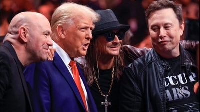 Elon Musk's ‘Omega’ necklace at UFC event sparks debate online (Photo by Kena Betancur / AFP) Elon Musk's ‘Omega’ necklace at UFC event sparks debate online (Photo by Kena Betancur / AFP)