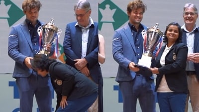 Marnus Carlsen had a special moment in Kolkata. Marnus Carlsen had a special moment in Kolkata.