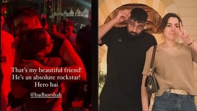 Hania Aamir got a hug from rumoured boyfriend Badshah. Hania Aamir got a hug from rumoured boyfriend Badshah.