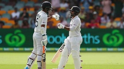 Washington Sundar (L) and Shardul Thakur during their partnership. (Getty Images) Washington Sundar (L) and Shardul Thakur during their partnership. (Getty Images)