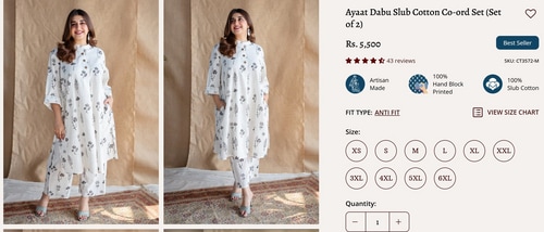 Kareena's kurta set comes with a price tag of ₹5,500. (kurtibloom.com) Kareena's kurta set comes with a price tag of ₹5,500. (kurtibloom.com)