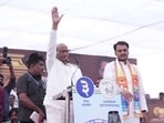 Addressing a rally for the NCP (SP) candidate and his grand-nephew Yugendra Pawar, Pawar senior reminisced about his political journey.  (HT PHOTO)
