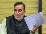 Delhi environment minister Gopal Rai addresses a press conference regarding the ongoing air pollution crisis in the national capital, in New Delhi, Monday, Nov. 18, 2024. Delhi environment minister Gopal Rai addresses a press conference regarding the ongoing air pollution crisis in the national capital, in New Delhi, Monday, Nov. 18, 2024.