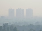Gurugram: High-rise buildings engulfed in a layer of smog. Gurugram: High-rise buildings engulfed in a layer of smog.