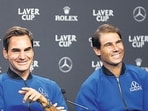 Roger Federer and Rafael Nadal during a press conference in London in September 2022. (Action Images via Reuters) Roger Federer and Rafael Nadal during a press conference in London in September 2022. (Action Images via Reuters)