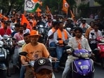 The star show was the almost-five-hour bike rally headed by chief minister Eknath Shinde canvassing for Mumbadevi candidate Shaina NC. (Bhushan Koyande/HT Photo)