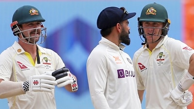 India's Virat Kohli interacts with Australia's Marnus Labuschagne and Travis Head. (ANI) India's Virat Kohli interacts with Australia's Marnus Labuschagne and Travis Head. (ANI)