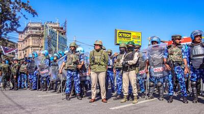 Army personnel stand guard as protest erupts across Manipur demanding the repeal of Armed Forces (Special Powers) Act, in Imphal on Tuesday. (ANI) Army personnel stand guard as protest erupts across Manipur demanding the repeal of Armed Forces (Special Powers) Act, in Imphal on Tuesday. (ANI)