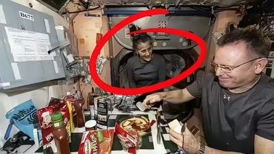 Shocking images showing a hollow-cheeked Sunita Williams have surfaced from onboard the International Space Station (ISS). (X/@thinking_panda) Shocking images showing a hollow-cheeked Sunita Williams have surfaced from onboard the International Space Station (ISS). (X/@thinking_panda)