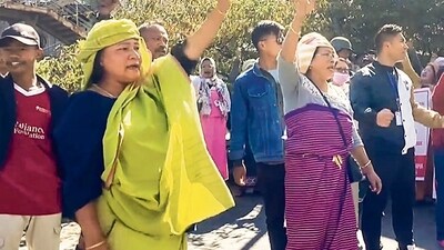 Members of various civil society organisations take out a rally to protest against the reimposition of AFSPA in parts of Manipur, in Imphal, Tuesday. (PTI) Members of various civil society organisations take out a rally to protest against the reimposition of AFSPA in parts of Manipur, in Imphal, Tuesday. (PTI)