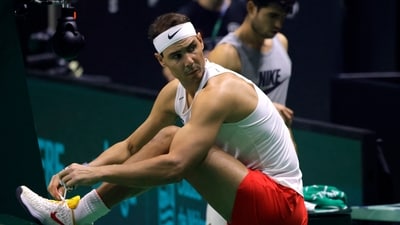 Spain's Rafael Nadal during a training session (REUTERS)