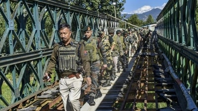 The Assam Rifles officers at Lailophai in Churachandpur district of the violence-hit Manipur. (PTI) The Assam Rifles officers at Lailophai in Churachandpur district of the violence-hit Manipur. (PTI)
