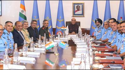 The top IAF meeting took place at a time when the IAF is aggressively modernising its capabilities with locally produced military hardware (X/@rajnathsingh)