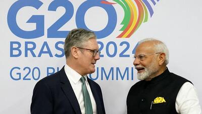 UK PM Keir Starmer (left) and Prime Minister Narendra Modi at the G20 summit in Rio de Janeiro, Brazil on November 18. (AFP Photo) UK PM Keir Starmer (left) and Prime Minister Narendra Modi at the G20 summit in Rio de Janeiro, Brazil on November 18. (AFP Photo)