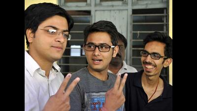 Young voters pose at a polling booth after voting in New Delhi. (HT Photo/Sonu Mehta) Young voters pose at a polling booth after voting in New Delhi. (HT Photo/Sonu Mehta)