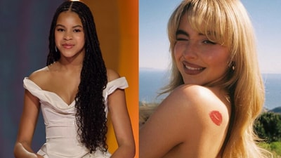 Blue Ivy rocked a fun look by adding lipstick marks all over her face during Sabrina Carpenter's Short n' Sweet tour stop in Los Angeles on Sunday Blue Ivy rocked a fun look by adding lipstick marks all over her face during Sabrina Carpenter's Short n' Sweet tour stop in Los Angeles on Sunday