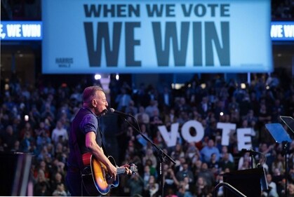 Singer Bruce Springsteen performs during a campaign rally in support of Democratic presidential nominee, Kamala Harris, at Temple University on October 28 in Philadelphia. (Photo by WIN MCNAMEE / GETTY IMAGES NORTH AMERICA / Getty Images via AFP) (Getty Images via AFP) Singer Bruce Springsteen performs during a campaign rally in support of Democratic presidential nominee, Kamala Harris, at Temple University on October 28 in Philadelphia. (Photo by WIN MCNAMEE / GETTY IMAGES NORTH AMERICA / Getty Images via AFP) (Getty Images via AFP)