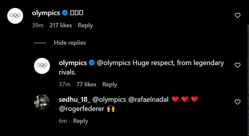 Even the official Olympics account commented Even the official Olympics account commented