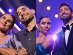 Olympic rugby player Ilona Maher and her DWTS partner Alan Bersten (left). Dancing pro Jenna Johnson and the Bachelor star Joey Graziadei (right). 