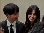 Song Joong Ki and wife Katy Louise Saunders at sister's wedding ceremony.