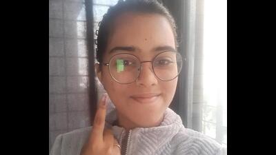 A first-time voter shows her inked finger. (HT PHOTO) A first-time voter shows her inked finger. (HT PHOTO)