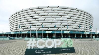 A view shows a venue of the COP29 United Nations climate change conference, in Baku, Azerbaijan, on Wednesday. (REUTERS) A view shows a venue of the COP29 United Nations climate change conference, in Baku, Azerbaijan, on Wednesday. (REUTERS)