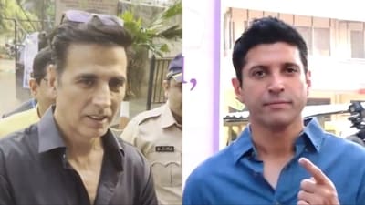 Akshay Kumar and Farhan Akhtar cast their votes on Wednesday. Akshay Kumar and Farhan Akhtar cast their votes on Wednesday.