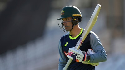 Australia's Alex Carey in action during a nets session. (AP) Australia's Alex Carey in action during a nets session. (AP)