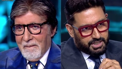 Amitabh Bachchan and Abhishek Bachchan teased each other on KBC 16. Amitabh Bachchan and Abhishek Bachchan teased each other on KBC 16.