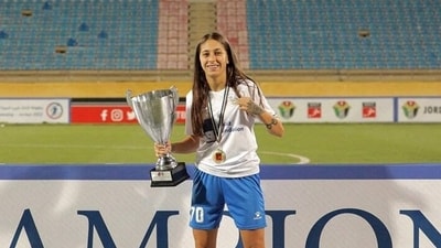 When debris from an Israeli attack put 19-year-old Lebanese football player Celine Haidar in a medically induced coma, she was on the verge of realising her ambition of playing for the national women's team. (AFP) When debris from an Israeli attack put 19-year-old Lebanese football player Celine Haidar in a medically induced coma, she was on the verge of realising her ambition of playing for the national women's team. (AFP)
