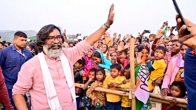 Jharkhand chief minister Hemant Soren during a public meeting. (PTI file photo)