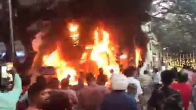 According to senior fire and emergency officials, the blaze is suspected to have been triggered by an EV scooter battery explosion during charging. The fire quickly engulfed the showroom, and 45 electric scooters are believed to have been gutted in the fire. According to senior fire and emergency officials, the blaze is suspected to have been triggered by an EV scooter battery explosion during charging. The fire quickly engulfed the showroom, and 45 electric scooters are believed to have been gutted in the fire.