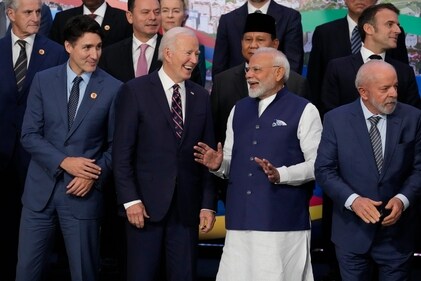 Canada's Prime Minister Justin Trudeau, US President Joe Biden, India's Prime Minister Narendra Modi and Brazil's President Luiz Inacio Lula da Silva, gather for the G20 Summit world leaders' group photo in Rio de Janeiro, Tuesday, Nov. 19, 2024. (AP) Canada's Prime Minister Justin Trudeau, US President Joe Biden, India's Prime Minister Narendra Modi and Brazil's President Luiz Inacio Lula da Silva, gather for the G20 Summit world leaders' group photo in Rio de Janeiro, Tuesday, Nov. 19, 2024. (AP)